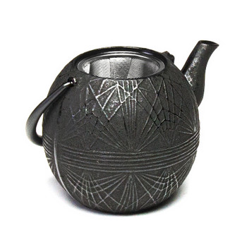 Rikyu Spider-Web Cast Iron Teapot - Black