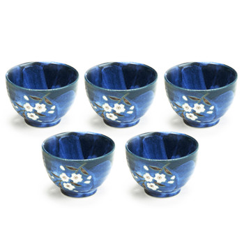 Blue Moon Japan Sakura Branch Teacup 5pc Set –Blue