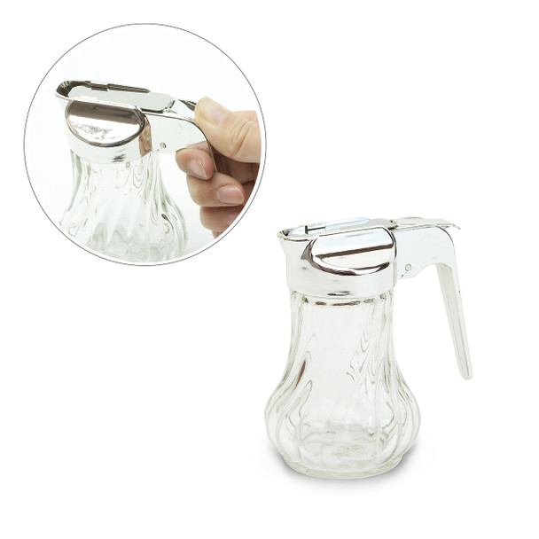 Glass Syrup Dispenser 4"D with Handle