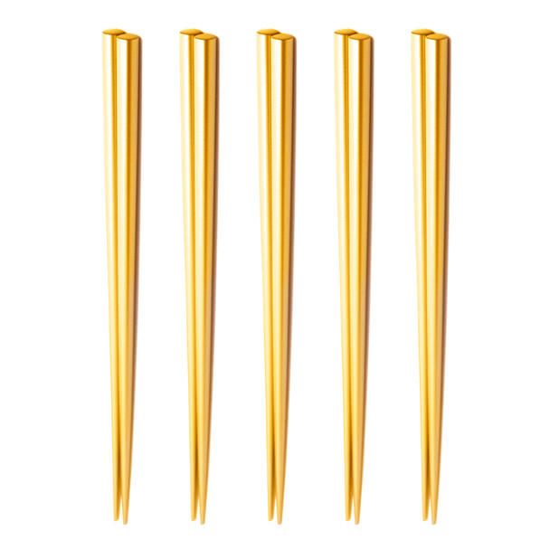 Gold Wooden Chopsticks, Set of 5