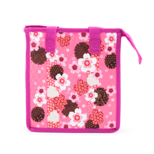 Insulated Lunch Bag with Zipper 10.25" x 6.5" x 11" - Pink Sakura