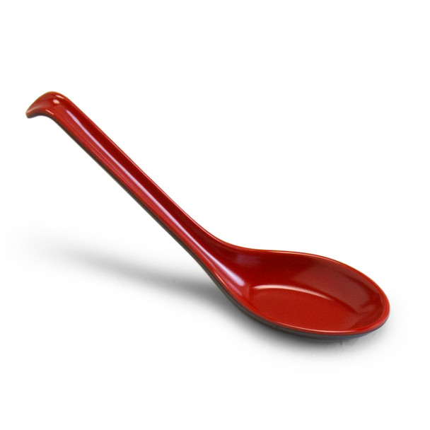 Melamine Chinese Soup Spoon, 60pc, 6.25"L (Black/Red)