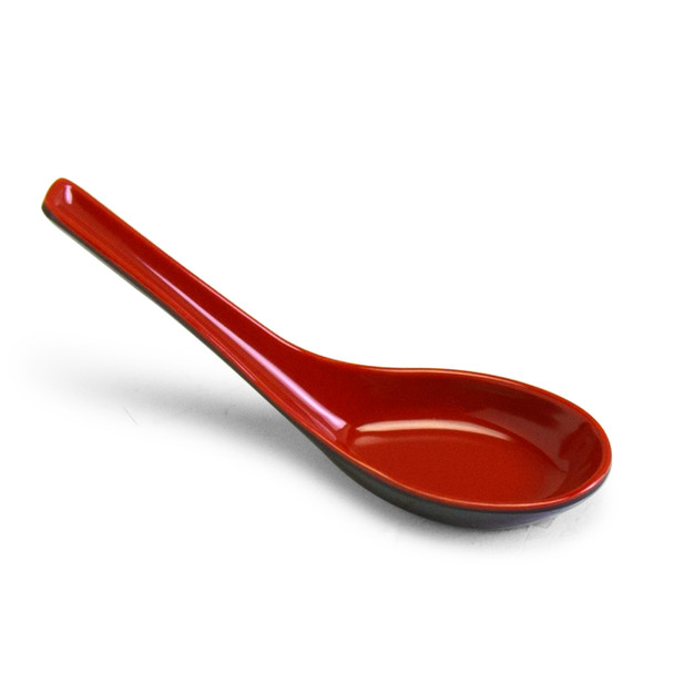 Melamine Chinese Soup Spoon, 60pc, 5.5"L (Black/Red)