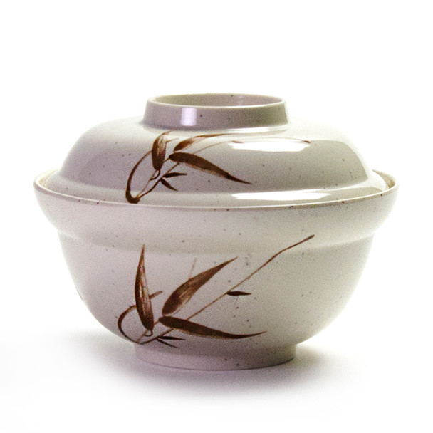 Melamine Miso Soup Bowl with Lid, 6pc, 6"Dx3"H (Autumn Grass)