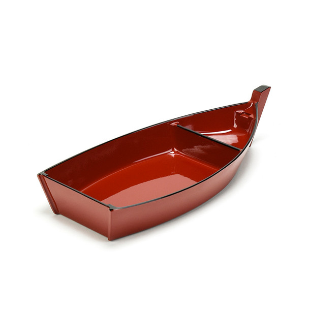 Plastic Lacquer Sushi Boat - Red