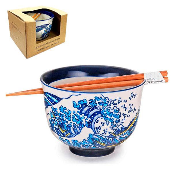 The Great Wave off Kanagawa Bowl with Chopsticks