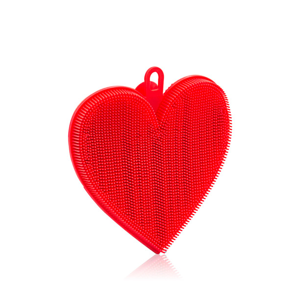 Silicone Dishwash Scrubber - Red Heart