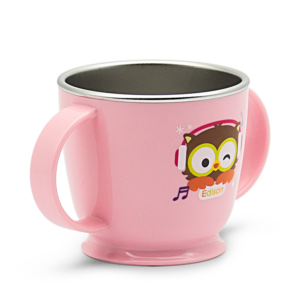 Edison Owl Non-Slip Double Handle Cup - Pink