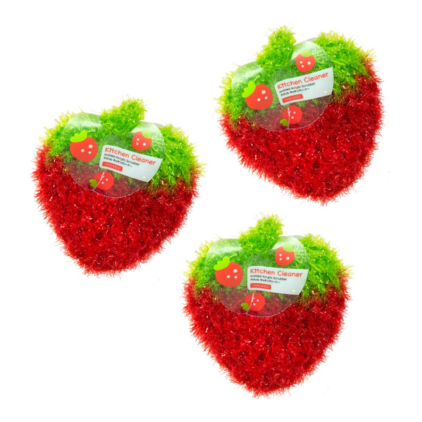 Kitchen Cleaner Tawashi Knitted Scrubber 3pc (Red)