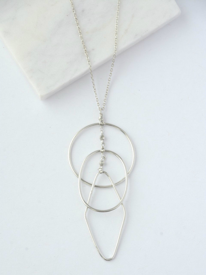 Ripples Necklace - Silver Long Pendant Necklace