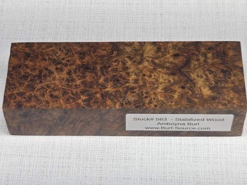 #563 Amboyna Burl Stabilized Block - Size 5&3/4" long x 2" wide x 1&1/4" thick