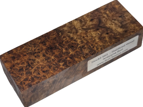 #563 Amboyna Burl Stabilized Block - Size 5&3/4" long x 2" wide x 1&1/4" thick