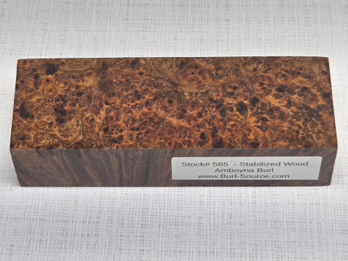 #565 Amboyna Burl Stabilized Block - Size 5&3/4" long x 2" wide x 1&1/4" thick