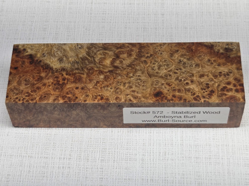 #572 Amboyna Burl Stabilized Block - Size 5&3/4" long x 1&3/4" wide x 1&3/16" thick