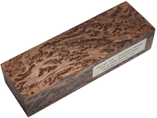 #598 Redwood Burl Stabilized Block - Size 5&7/8" long x 1&7/8" wide x 1&1/4" thick