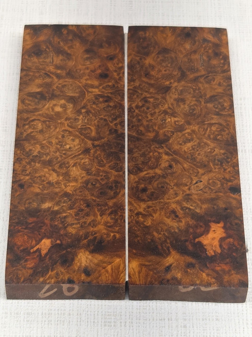 #640 Amboyna Burl Stabilized Scales - Size 5&3/4" long x 1&3/4" wide x 3/8" thick each piece