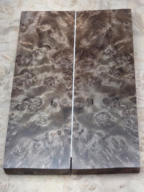 #642 Ebony Burl Stabilized Scales - Size 5&3/4" long x 1&3/4" wide x 3/8" thick each piece