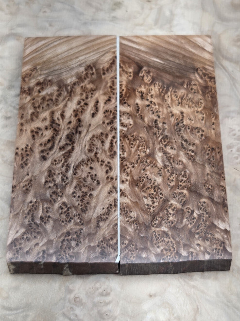 #653 Redwood Burl Stabilized Scales - Size 5&1/4" long x 1&7/8" wide x 3/8" thick each piece