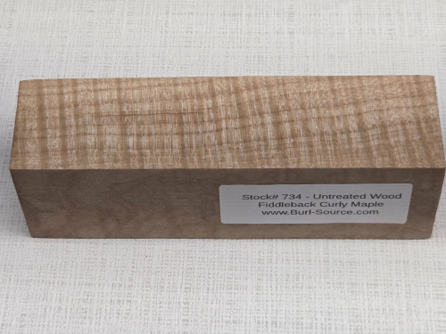 #734 Untreated Block Fiddleback Maple - Size 5&3/4" long x 1&5/8" wide x 1&3/4" thick