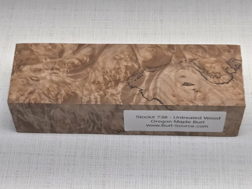 #738 Untreated Block Maple Burl - Size 6" long x 2" wide x 1&1/2" thick