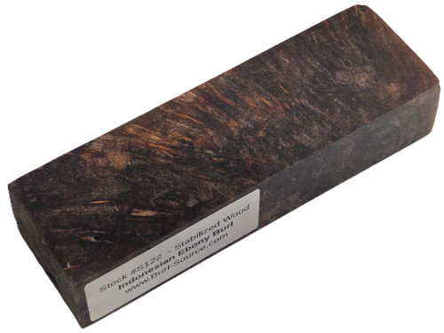 #S122 Indonesian Ebony Burl Stabilized Block - Size 5&3/4" long x 1&7/8" wide x 1&1/8" thick