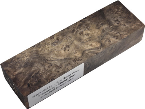 #S123 Indonesian Ebony Burl Stabilized Block - Size 5&7/8" long x 1&3/4" wide x 1&1/8" thick