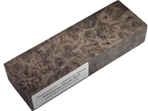 #S124 Indonesian Ebony Burl Stabilized Block - Size 5&3/4" long x 1&7/8" wide x 1&1/8" thick