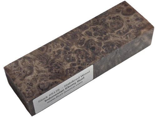 #S125 Indonesian Ebony Burl Stabilized Block - Size 5&3/4" long x 1&3/4" wide x 1&1/8" thick