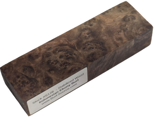 #S126 Indonesian Ebony Burl Stabilized Block - Size 6" long x 1&3/4" wide x 1&1/8" thick