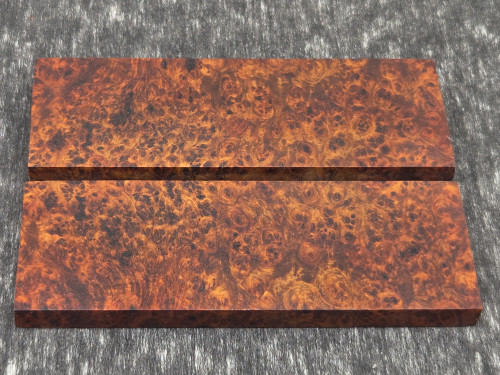 #S129 Amboyna Burl Stabilized Scales - Size 5&1/2" long x 2" wide x 3/8" thick each piece