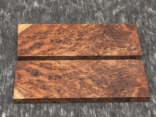 #S145  Redwood Burl Stabilized Scales - Size 5&1/4" long x 1&7/8" wide x 5/16" thick each piece