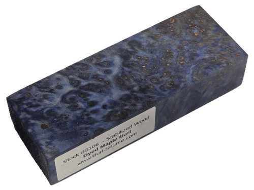 #S106 Dyed Maple Burl Stabilized Block - Size 5&3/8" long x 2" wide x 1&3/16" thick