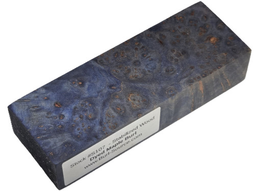 #S107 Dyed Maple Burl Stabilized Block - Size 5&1/2" long x 2" wide x 1&3/16" thick