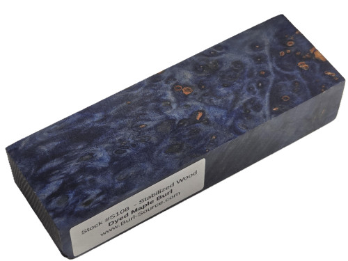 #S108 Dyed Maple Burl Stabilized Block - Size 5&3/4" long x 1&7/8" wide x 1&1/8" thick