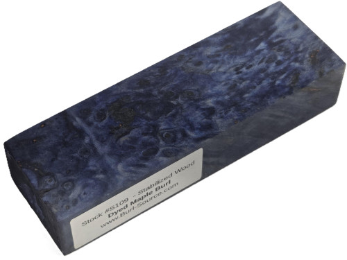 #S109 Dyed Maple Burl Stabilized Block - Size 5&7/8" long x 1&7/8" wide x 1&3/16" thick