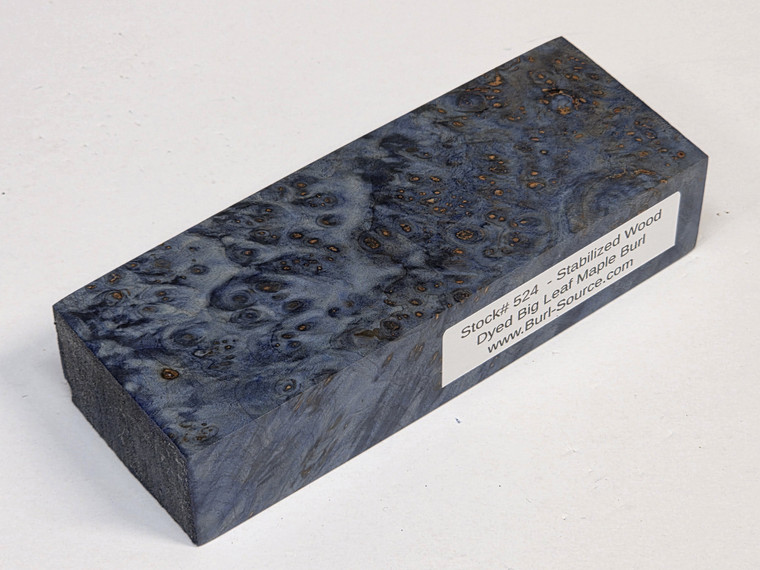 #524 - Stabilized Dyed Maple Burl - 5&3/8"x2"x1&3/16"