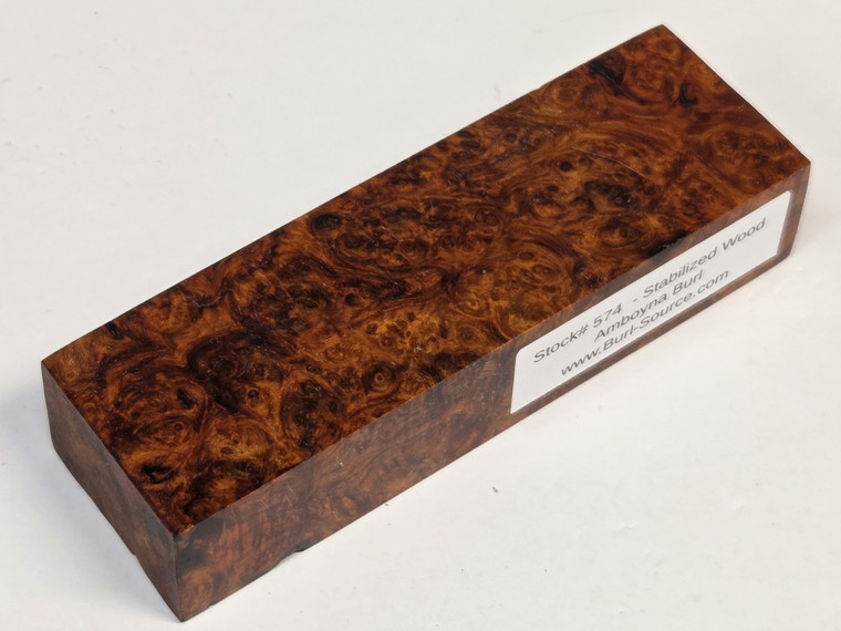 #574 - Stabilized Amboyna Burl Block - 5&3/4"x1&3/4"x1&1/8"