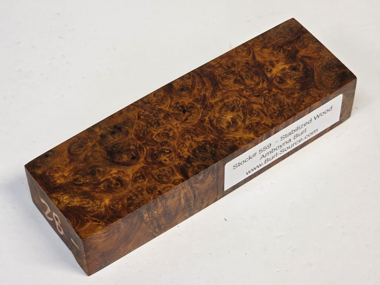 #559 - Stabilized Amboyna Burl Block - 5&3/4"x1&3/4"x1"