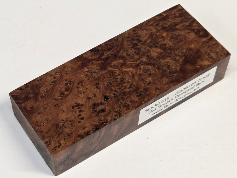 #618 - Stabilized Redwood Burl Block - 5&3/4"x2&1/8"x1&1/8"