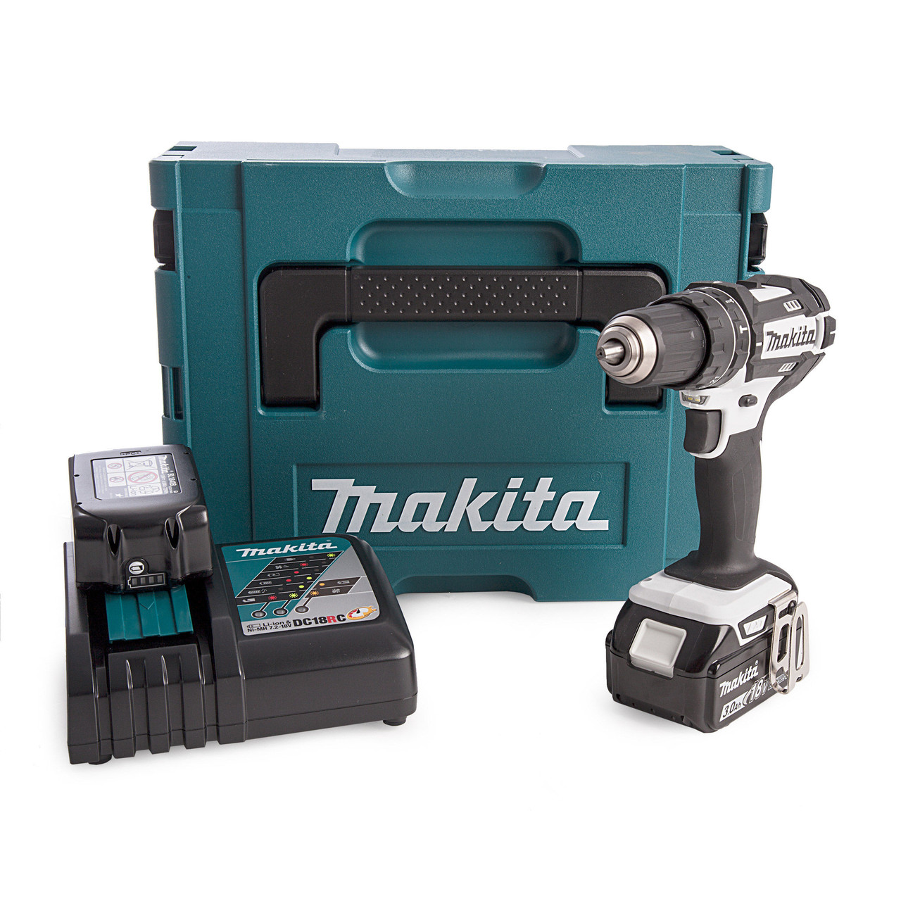 Makita DHP482RFWJ Combi Drill 18V Cordless White 2 x 3.0Ah