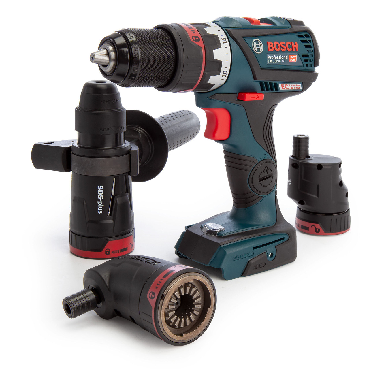 Bosch GSR 18V60 FC Drill Driver FlexiClick with 4 Chucks (B