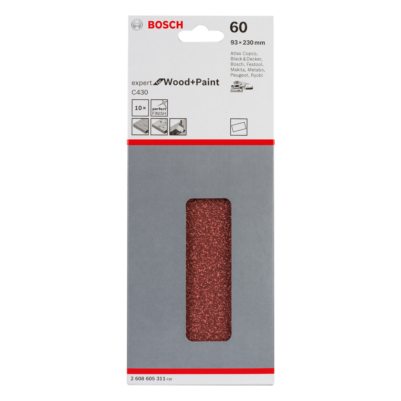 Bosch 2608605311 Sanding Sheet 93x230mmPackOf 10 Toolstop