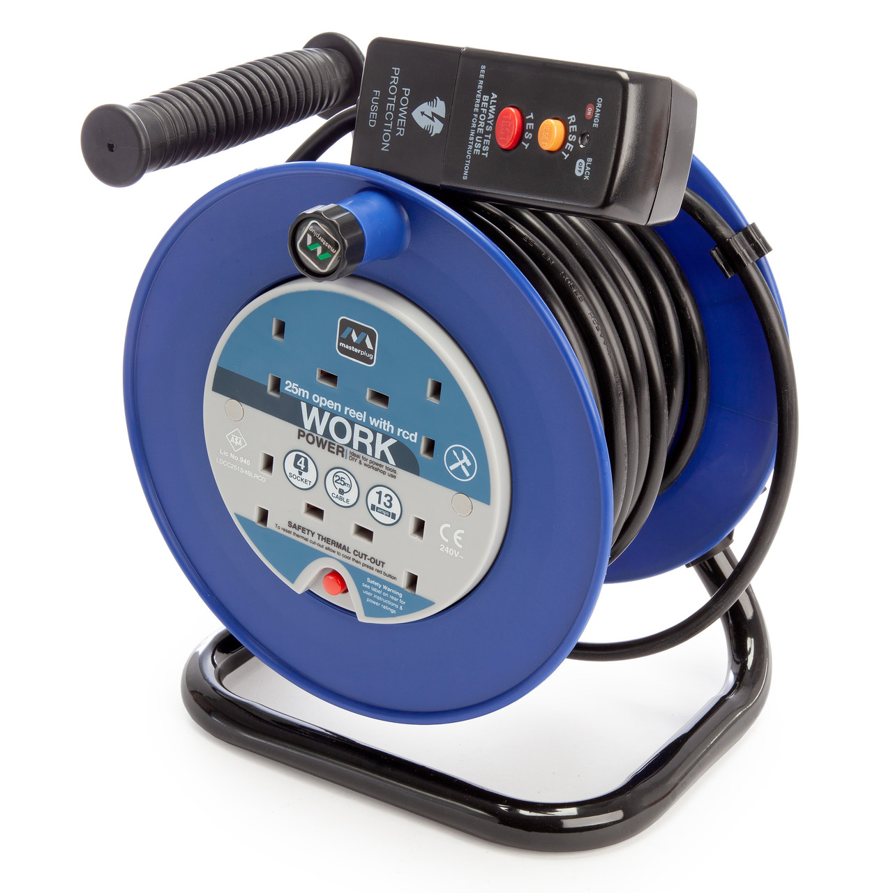 Masterplug Open Reel Blue 25 Metres 240V Toolstop