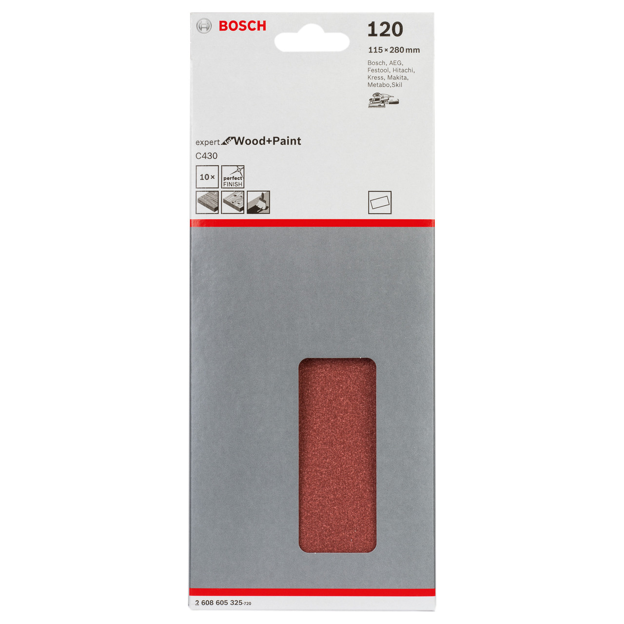 Bosch 2608605325 Sanding Sheets 115x280mm 10 Pack Toolstop