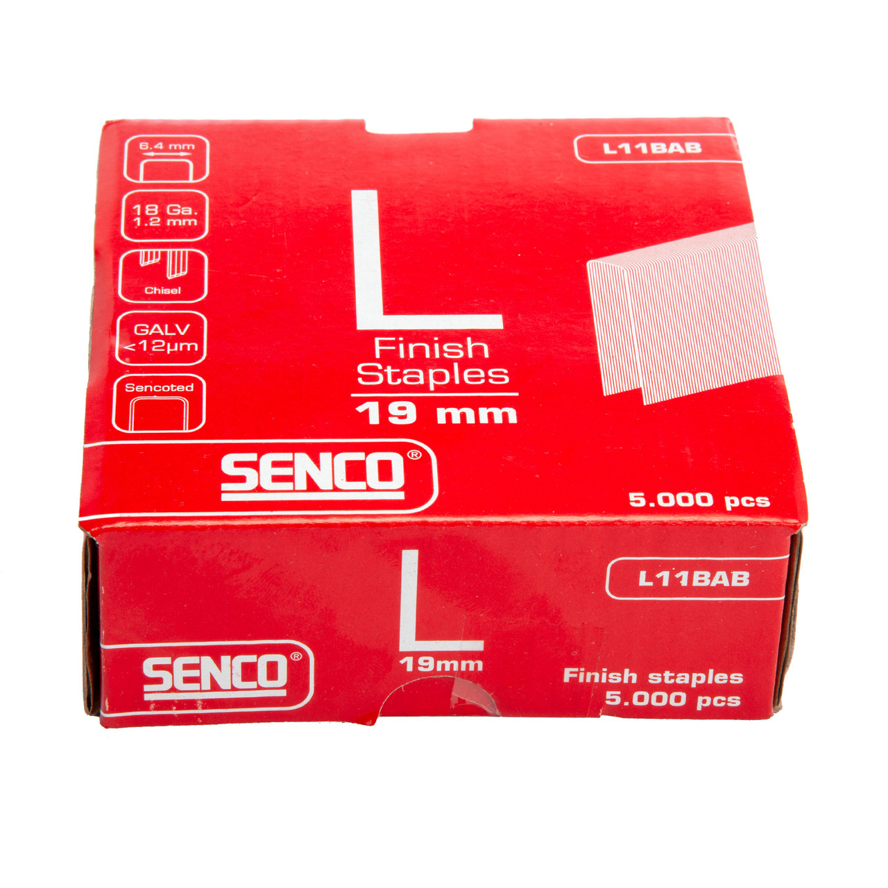 Senco L11BAB L Staples 18 Gauge 19mm (5000 inBox) Toolstop