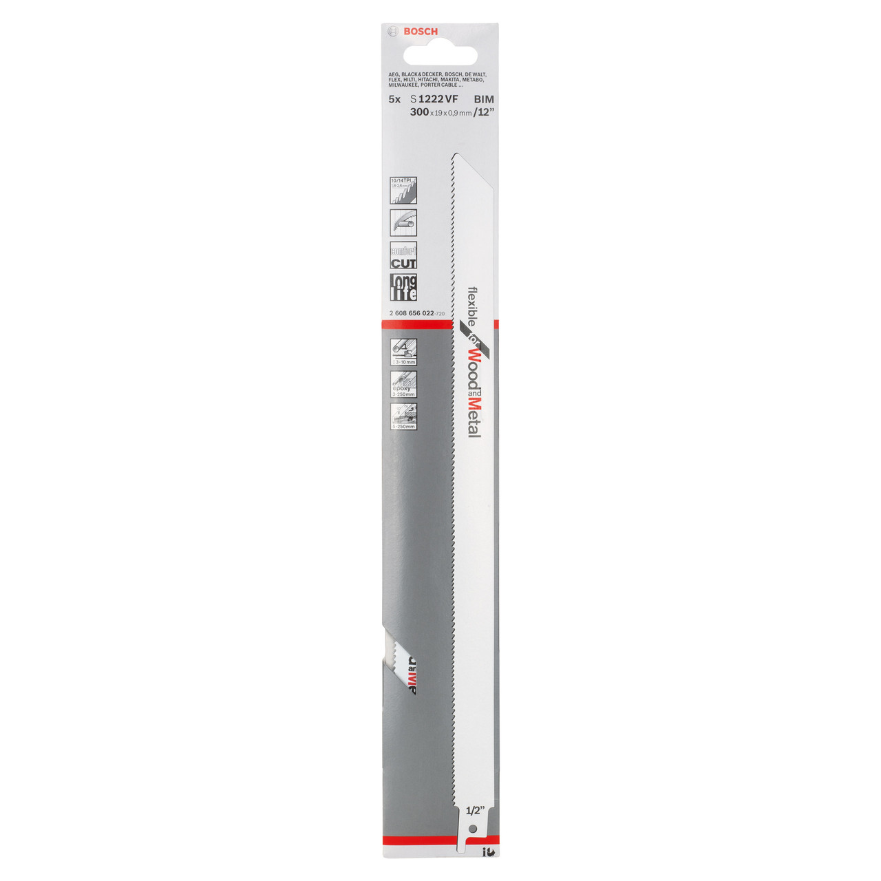 Bosch S1222VF Recip Saw Blades Pack Of 5 Toolstop
