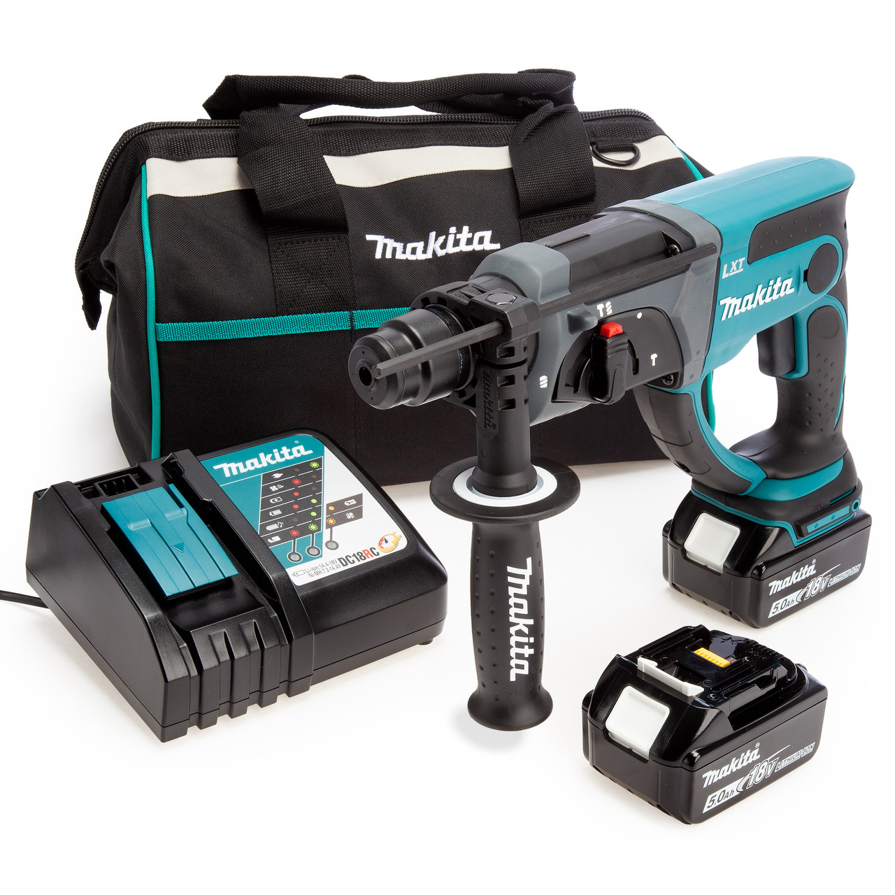 Makita DHR202 SDS Plus Hammer Toolbag 2x5AhBatts Toolstop