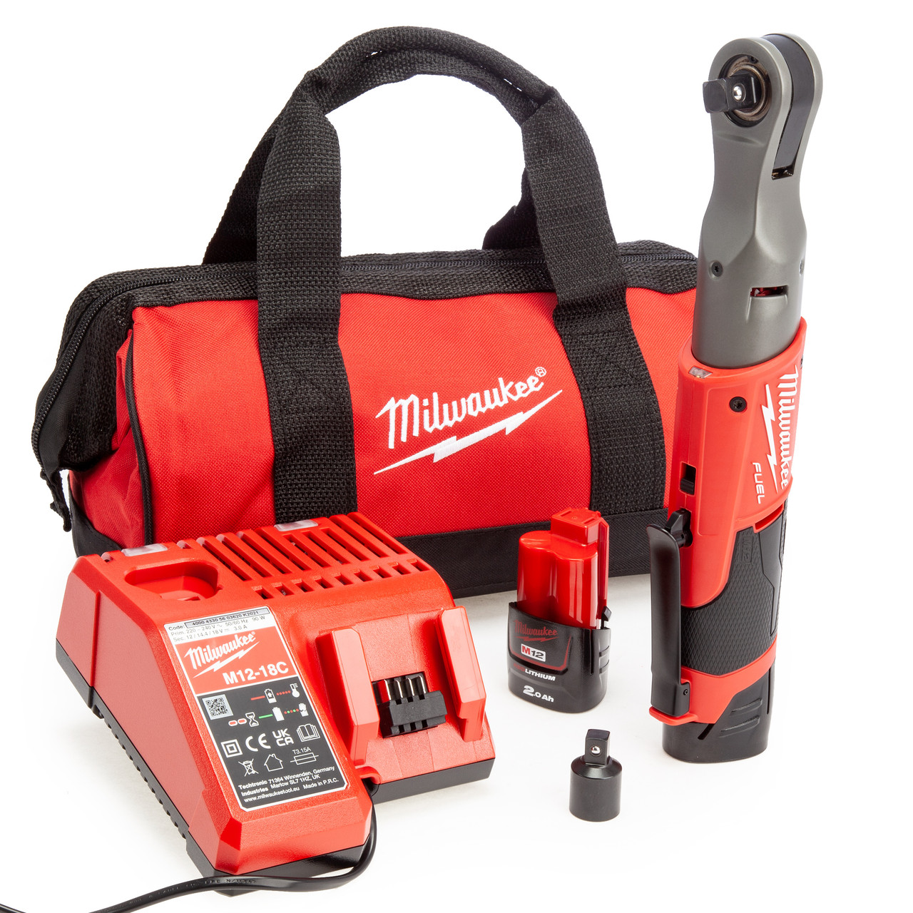 Milwaukee 12V Battery Kit M12 FIR12 0 FUEL Sub Compact 1 2in Impact Ratchet 2 x 2.0Ah Batteries