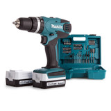 Makita HP347DWEX3 14.4V G-Series Combi Drill (2 x 1.3Ah Batteries) with 74 Piece Accessory Set - 4
