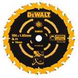 Dewalt DT10302 Extreme 2nd Fix Circular Saw Blade 184mm x 16mm x 24T